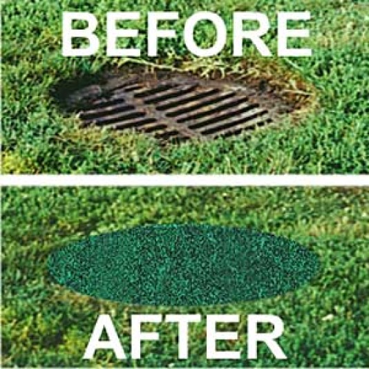 37" Round Recycled Rubber Permeable Outdoor Storm Drain Cover - Sports Fields Non-Skid 100% Recycled Material Made in USA - 37-RG